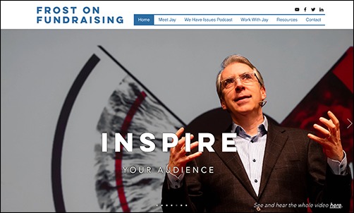 This is a screenshot of Frost on Fundraising's website.