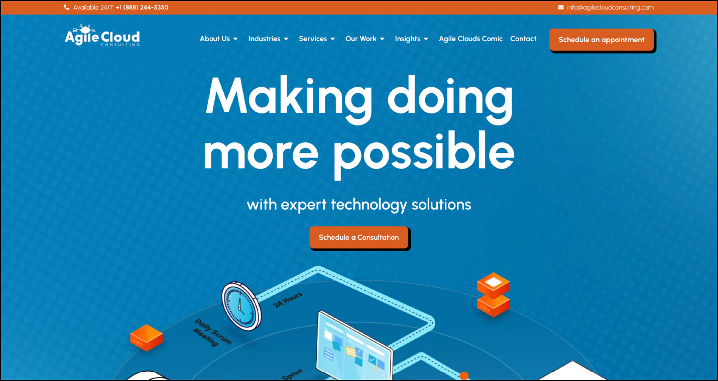 Screenshot of Agile Cloud Consulting’s homepage