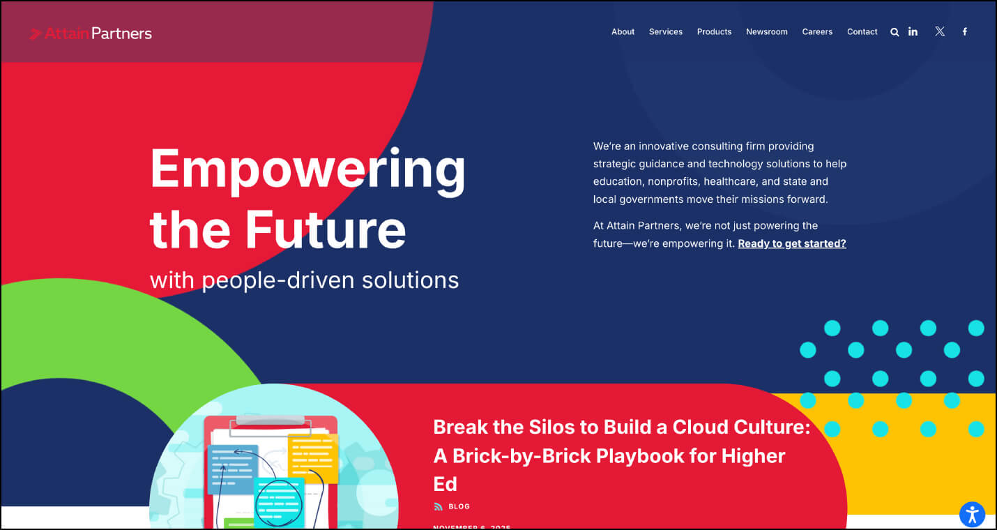 Screenshot of the Attain Partners homepage