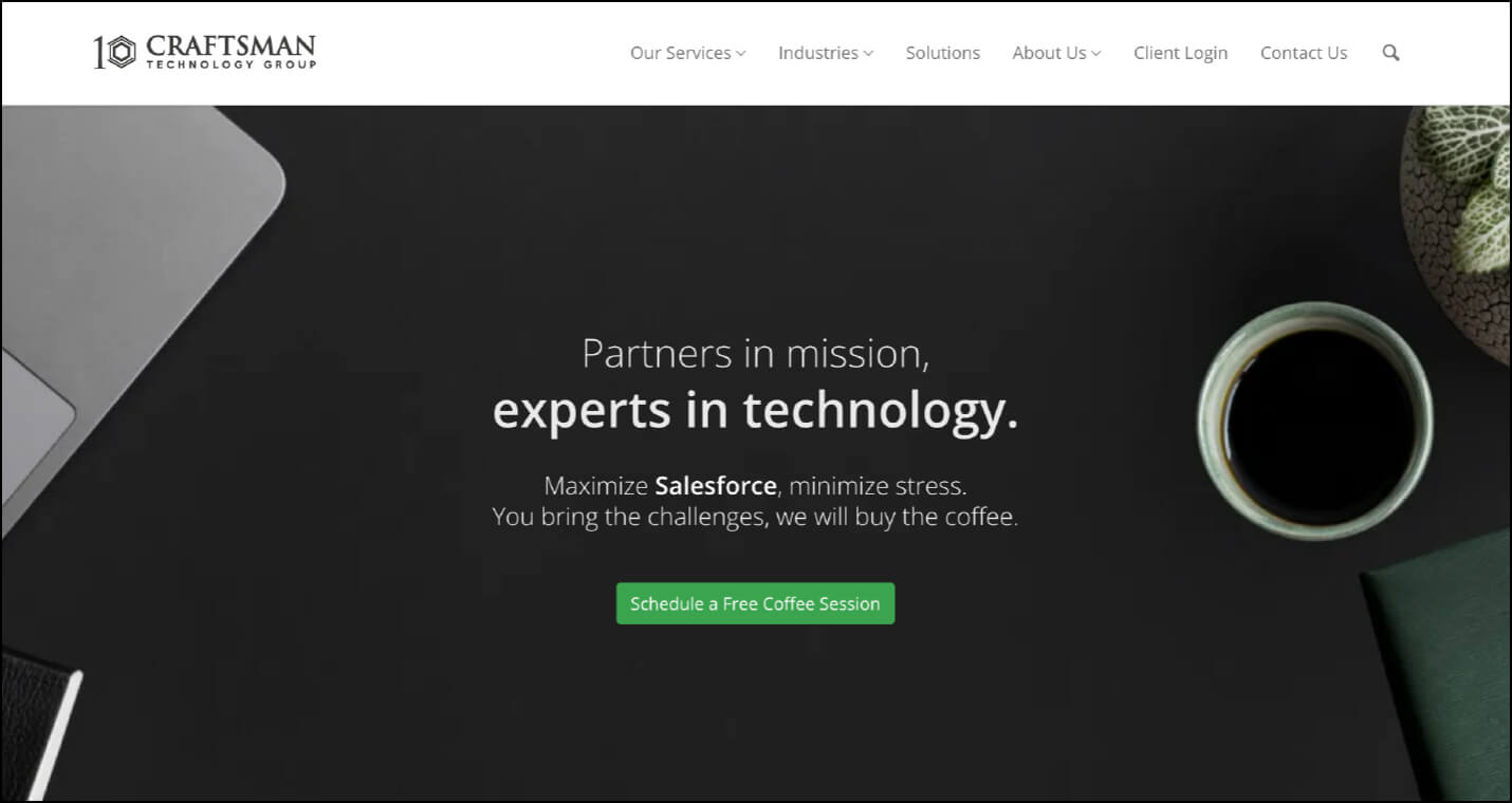 Screenshot of Craftsman Technology Group’s homepage