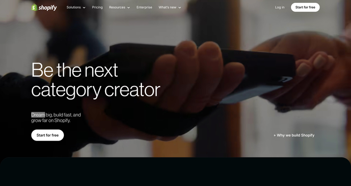 Screenshot of Shopify’s website