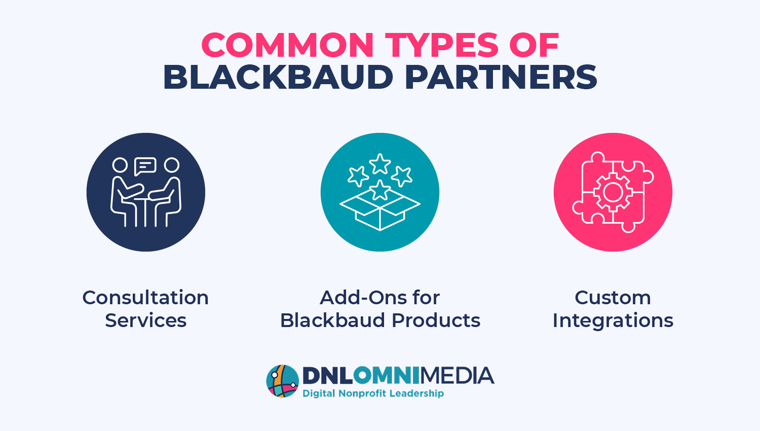 The most common types of Blackbaud Partners, also listed below