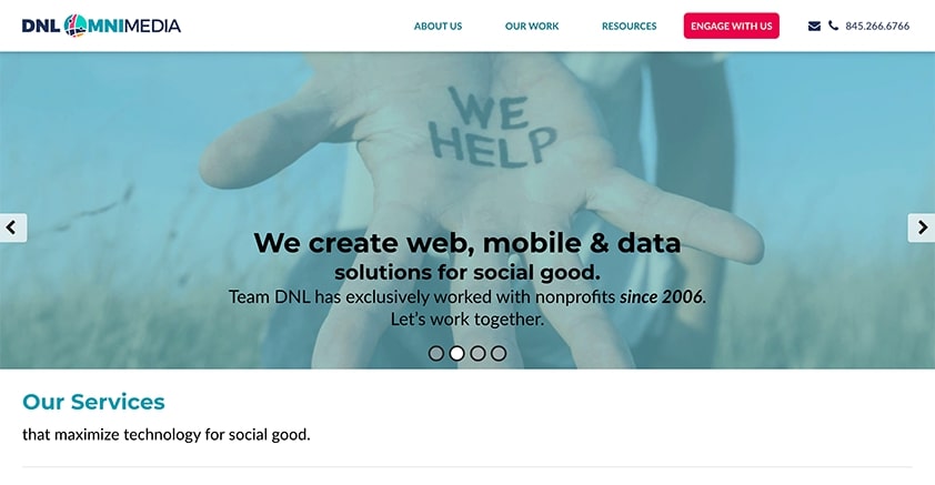 Screenshot of the DNL OmniMedia website homepage